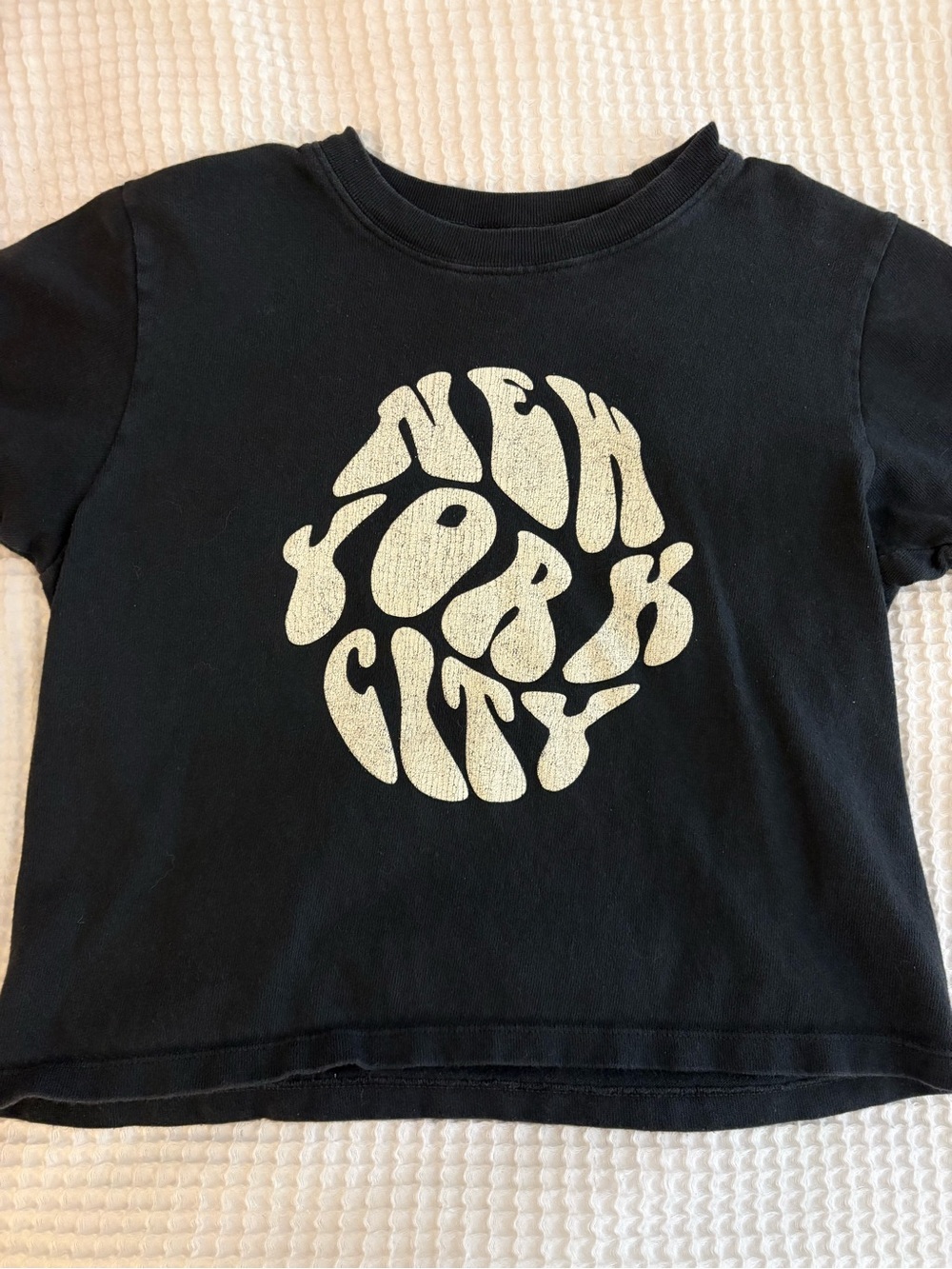 Brandy Melville Black Tee with Cream 'New York City' Graphic